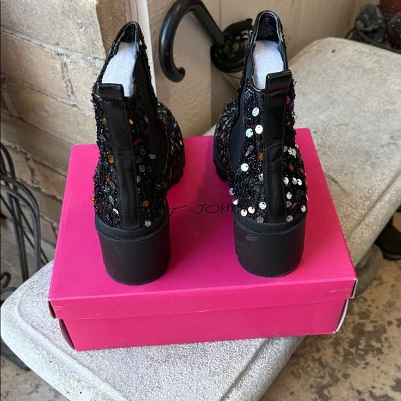 Betsey Johnson Multicolor Sequin Ankle Boots - Picture 6 of 11